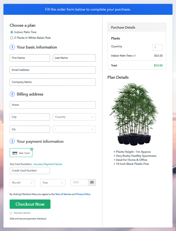 Multiplan Checkout to Sell Plants Online