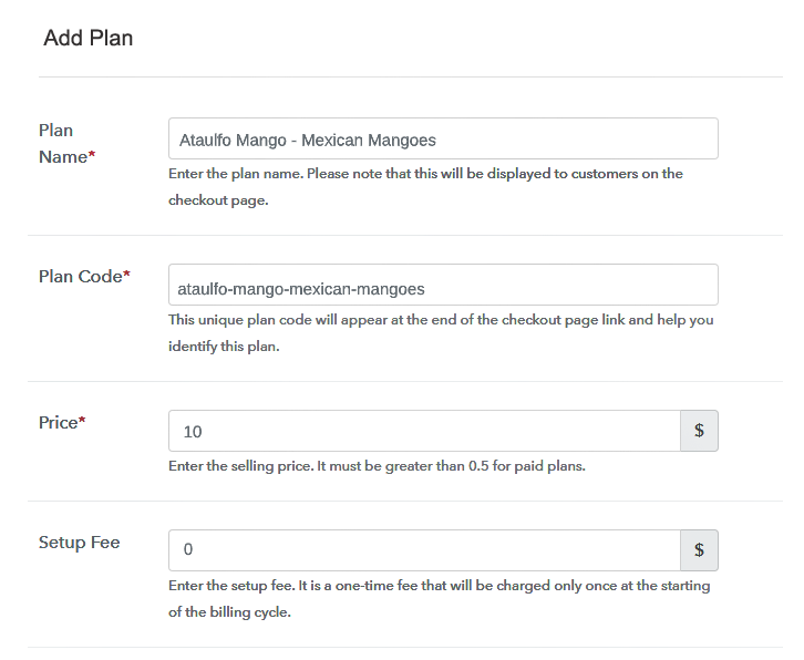 Specify the Plan and Pricing to Start Selling Mangoes Online