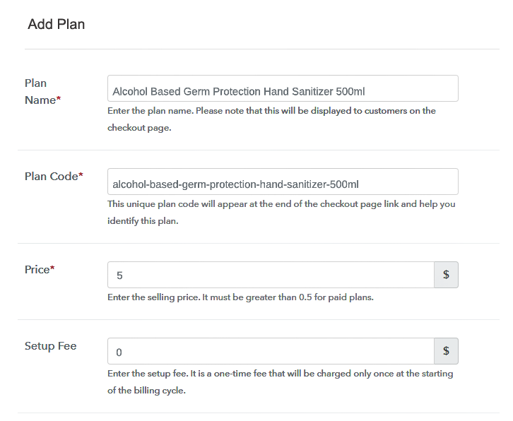 Specify the Plan and Pricing to Sell Hand Sanitizer Online