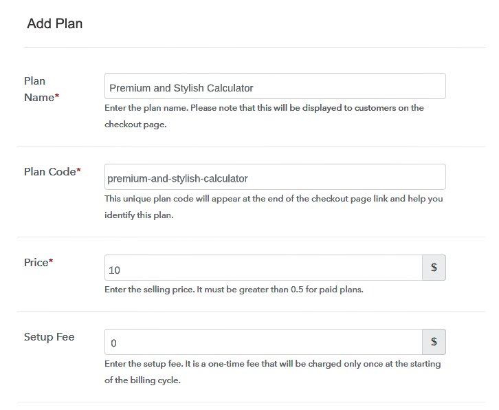 Specify the Plan and Pricing to Start Selling Calculators Online