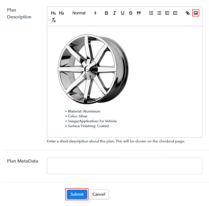 Add Image & Description to Sell Rims Online