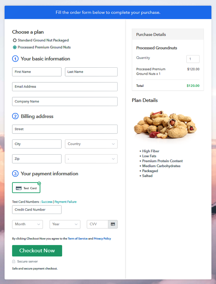 Multiplan Checkout  to Sell Processed Groundnut Online