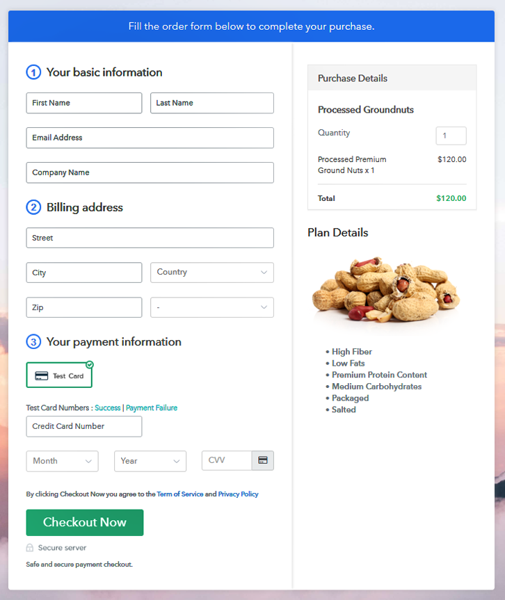 Preview of checkout to Sell Processed Groundnut Online