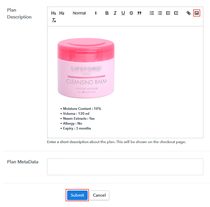 Add description to Sell Balms Online