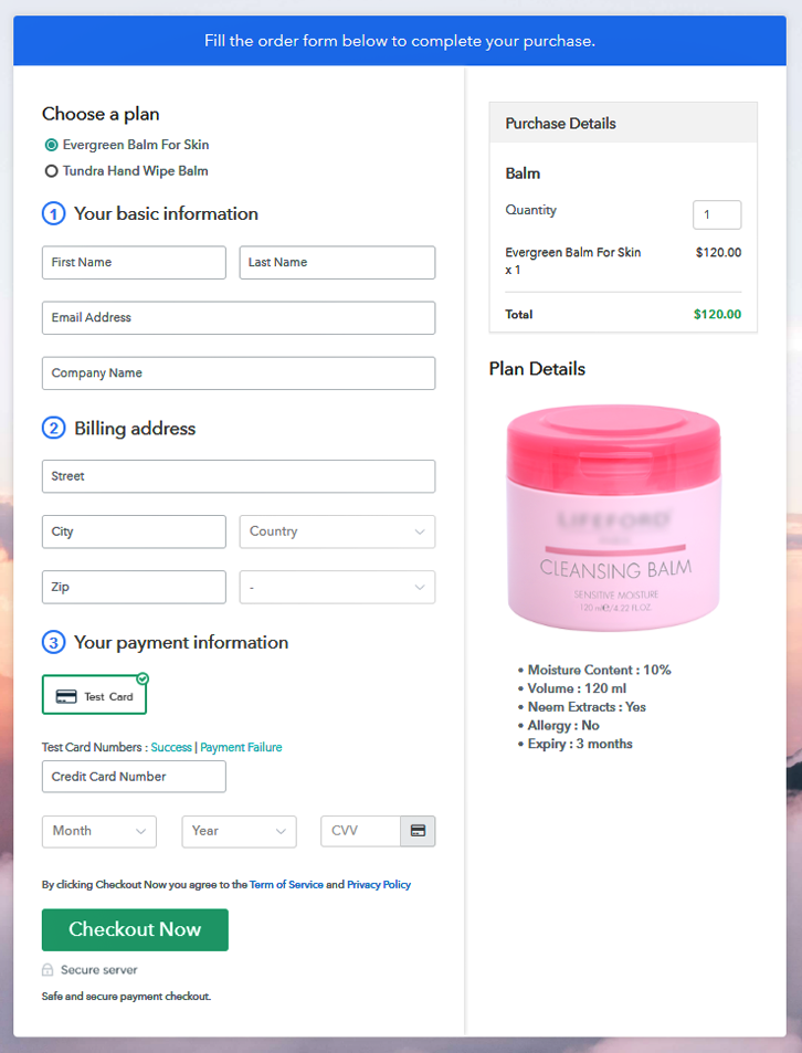 Multiplan Checkout to Sell Balms Online