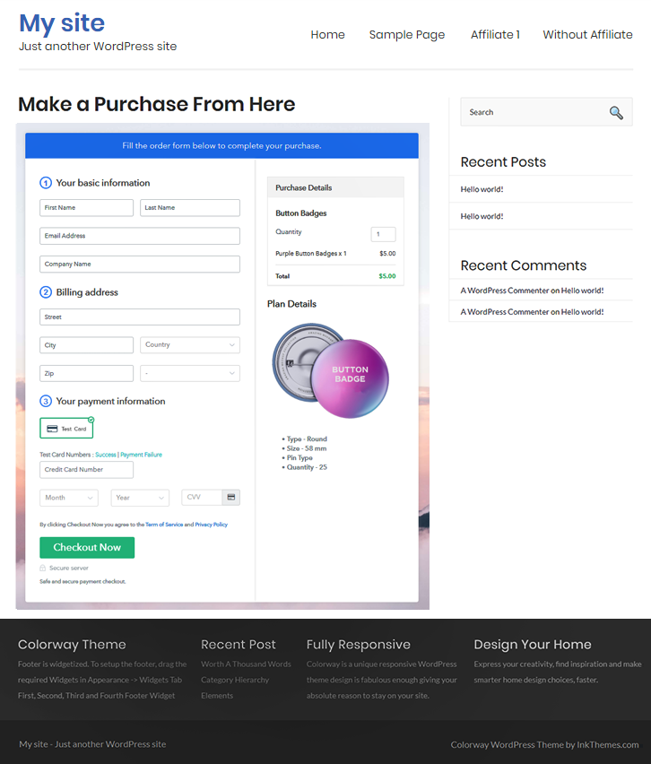 Final Look of your Checkout Page on WordPress Site