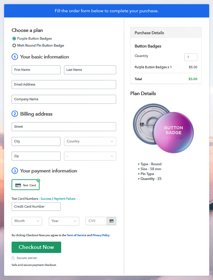 Multiplan Checkout Page to Start Button Badges Business Online