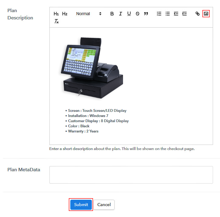 Add Image & Description to Sell Cash Register Machine Online