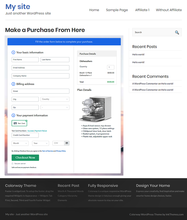 Final Look of your Checkout Page to Sell Dishwashers Online