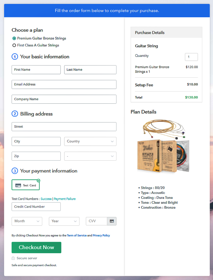 Multiplan Checkout to Sell Guitar Strings Online 