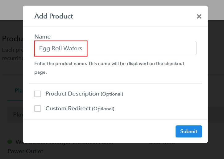 Add Product to Start Selling Egg Roll Wafers Online