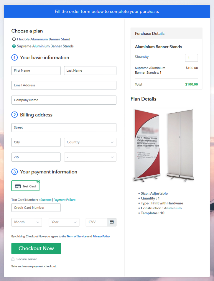 Multi Checkout to Sell Aluminium Banner Stands Online