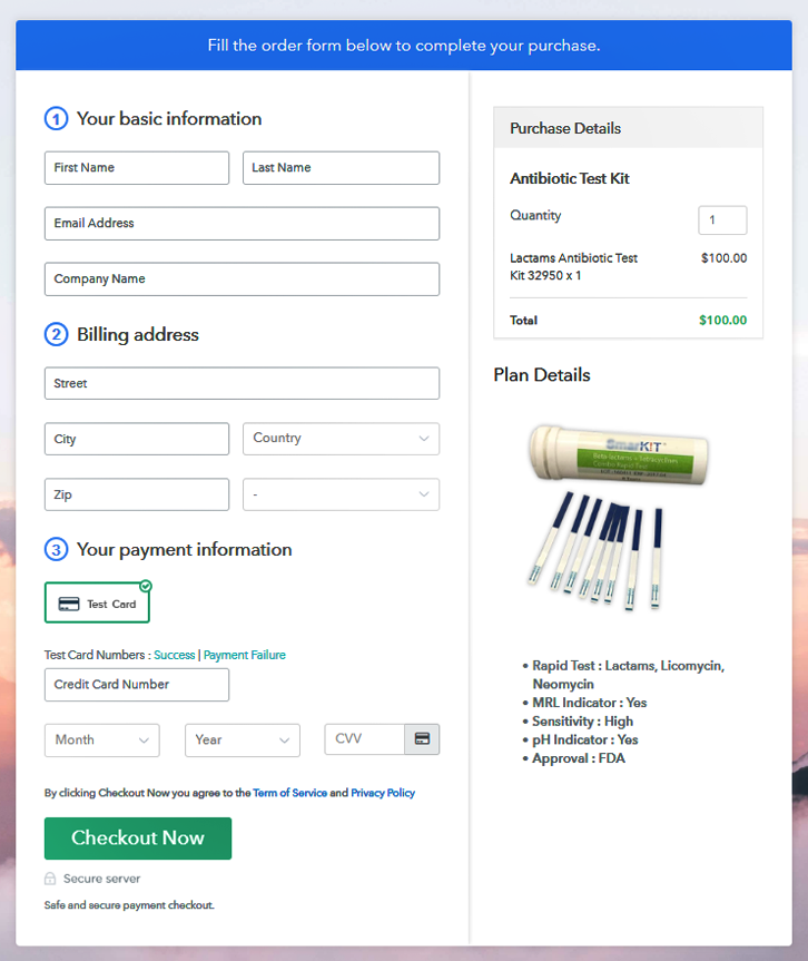 Checkout To Sell Antibiotic Test Kits Online 