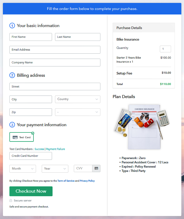 Checkout to Sell Bike Insurance Online
