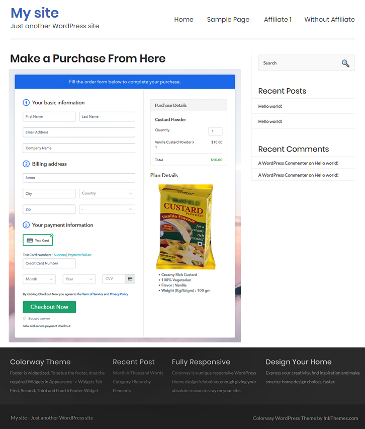 Final Look of your Checkout Page to Sell Custard Powder Online