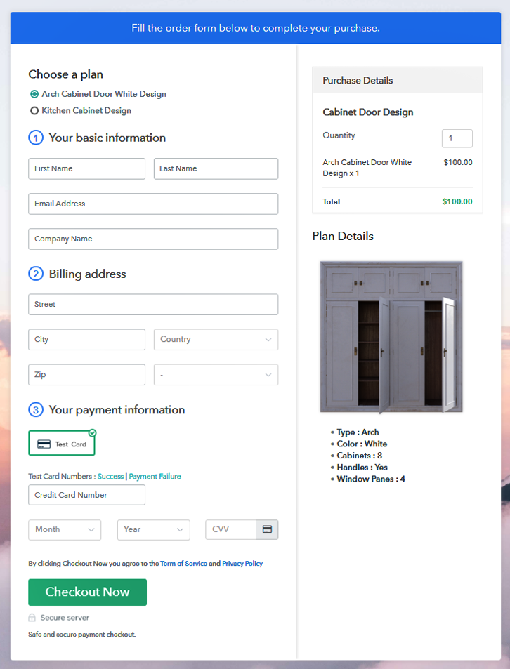 Add Multiplan Checkout Checkout to Sell Cabinet Door Designs Online