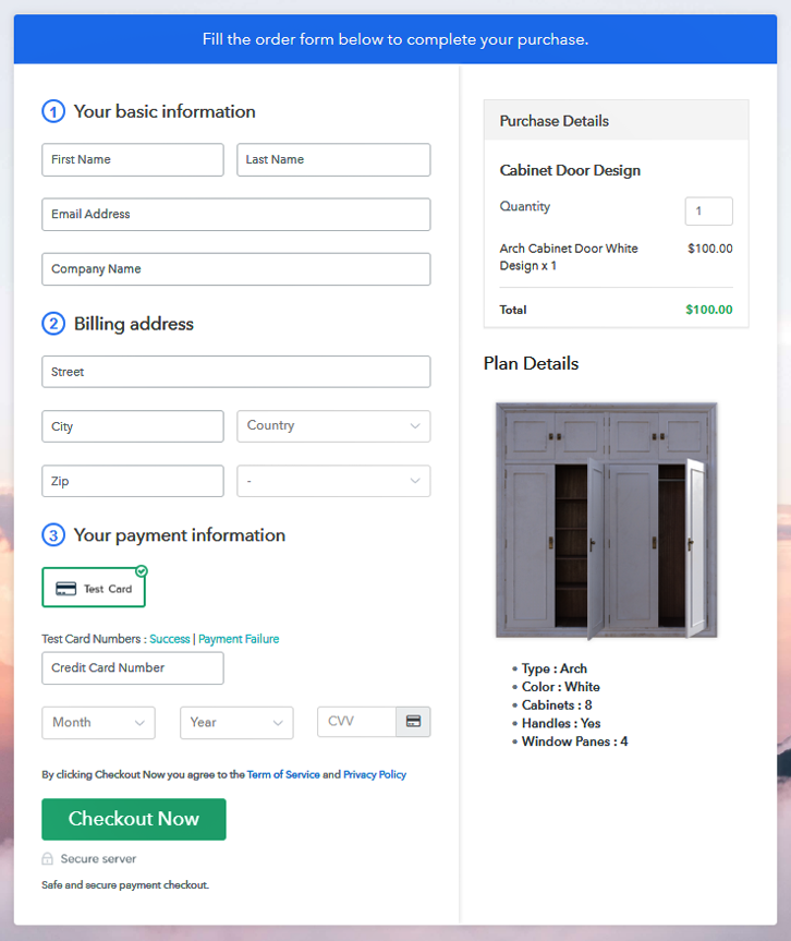 Add Checkout Checkout to Sell Cabinet Door Designs Online
