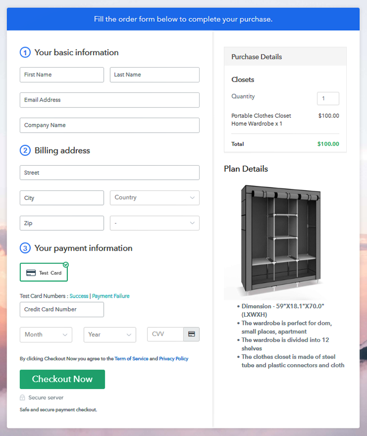 Checkout Page to Sell How to Sell Closets Online 
