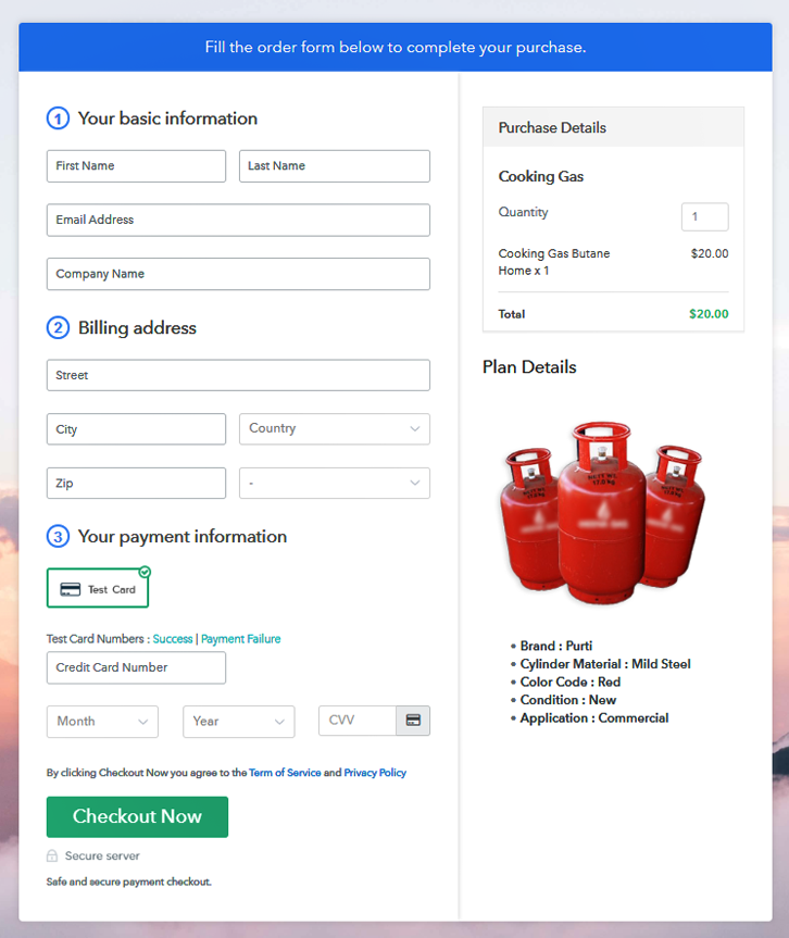 Checkout To Sell Cooking Gas Online