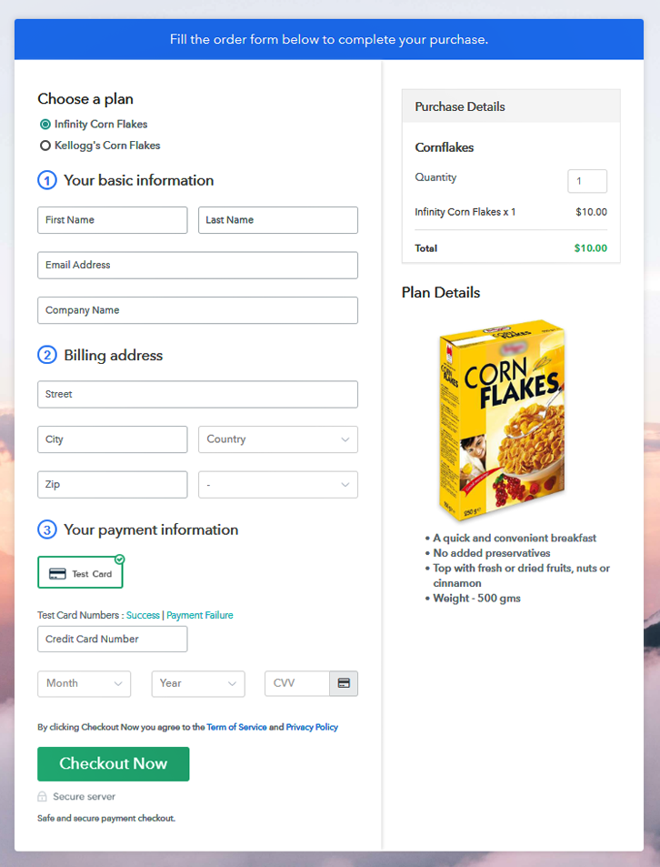 Add Multiplan Checkout Checkout to Sell Cornflakes Online