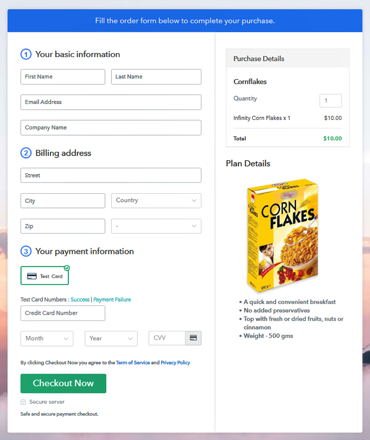 Checkout to Sell Cornflakes Online