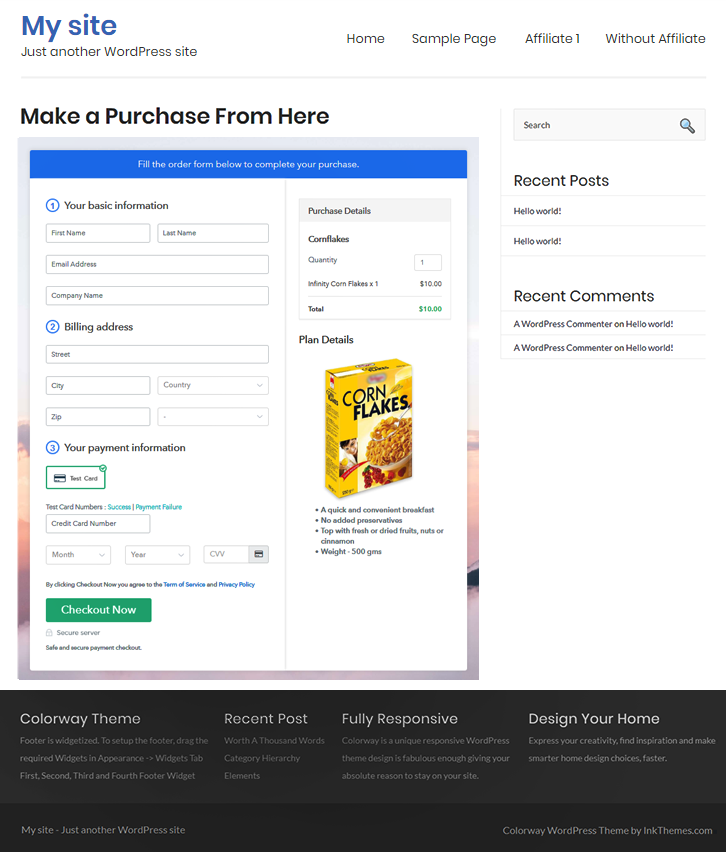 Embed WordPress Checkout to Sell Cornflakes Online