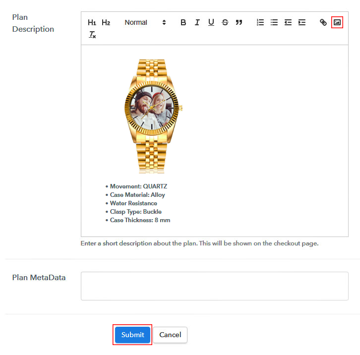 Add Image & Description to Sell Custom Watches Online