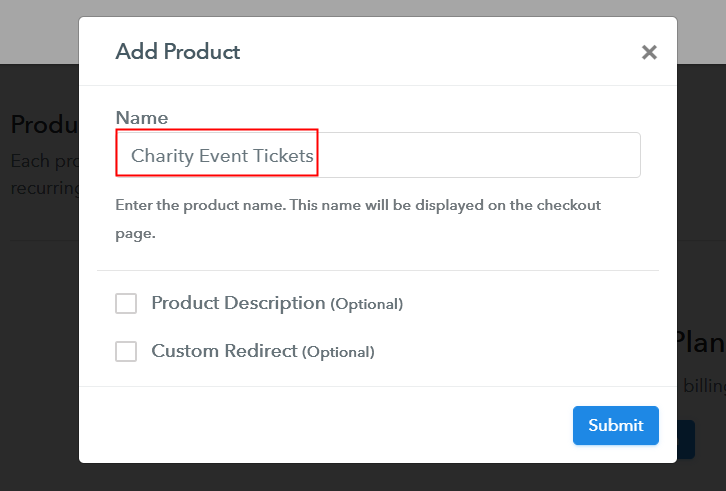 Add Product to Start Selling Charity Event Tickets Online