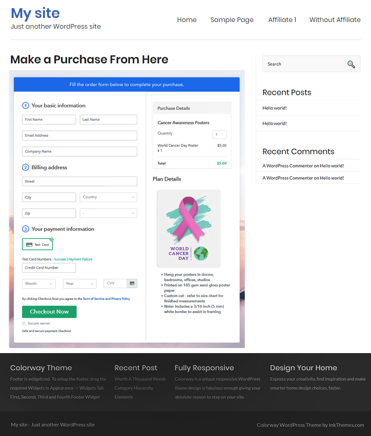 Final Look of your Checkout Page to Sell How to Sell Cancer Awareness Posters Online