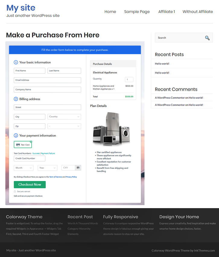 Final Look of your Checkout Page to Sell Electrical Appliances Online
