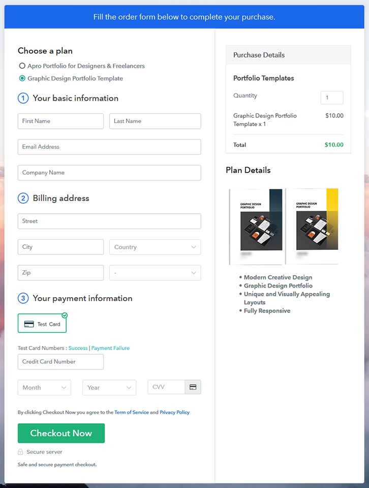 Multiplan Checkout Page to Sell How to Sell Portfolio Templates Online