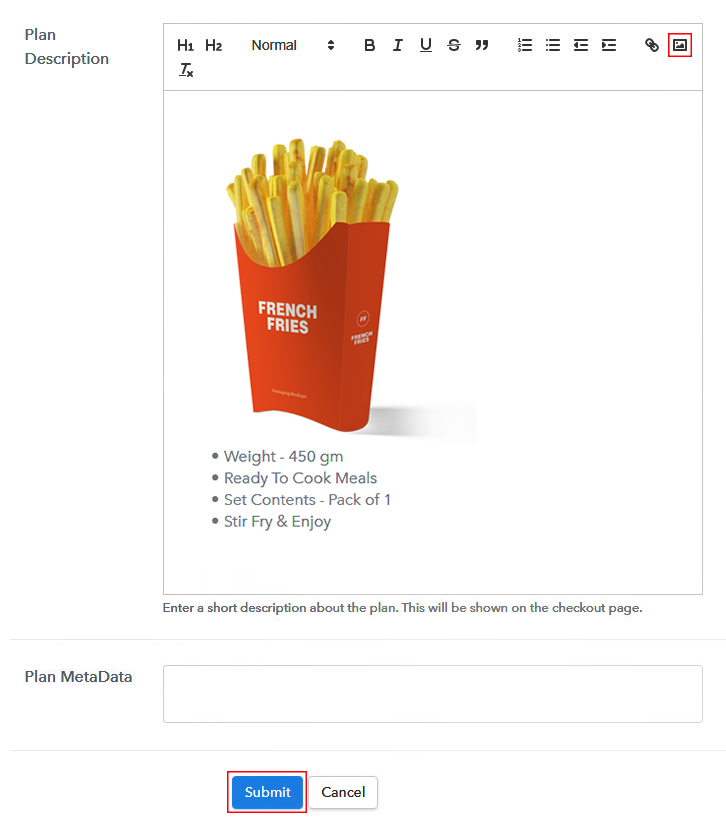Add Image & Description to Sell French Fries Online