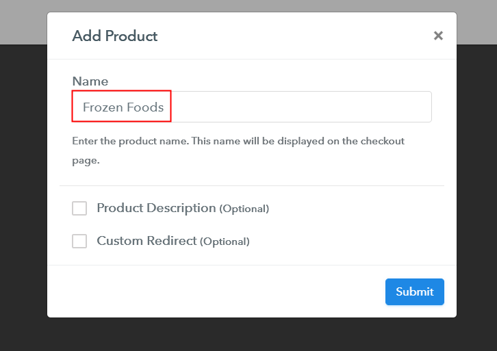 Add Product to Start Selling Frozen Foods Online
