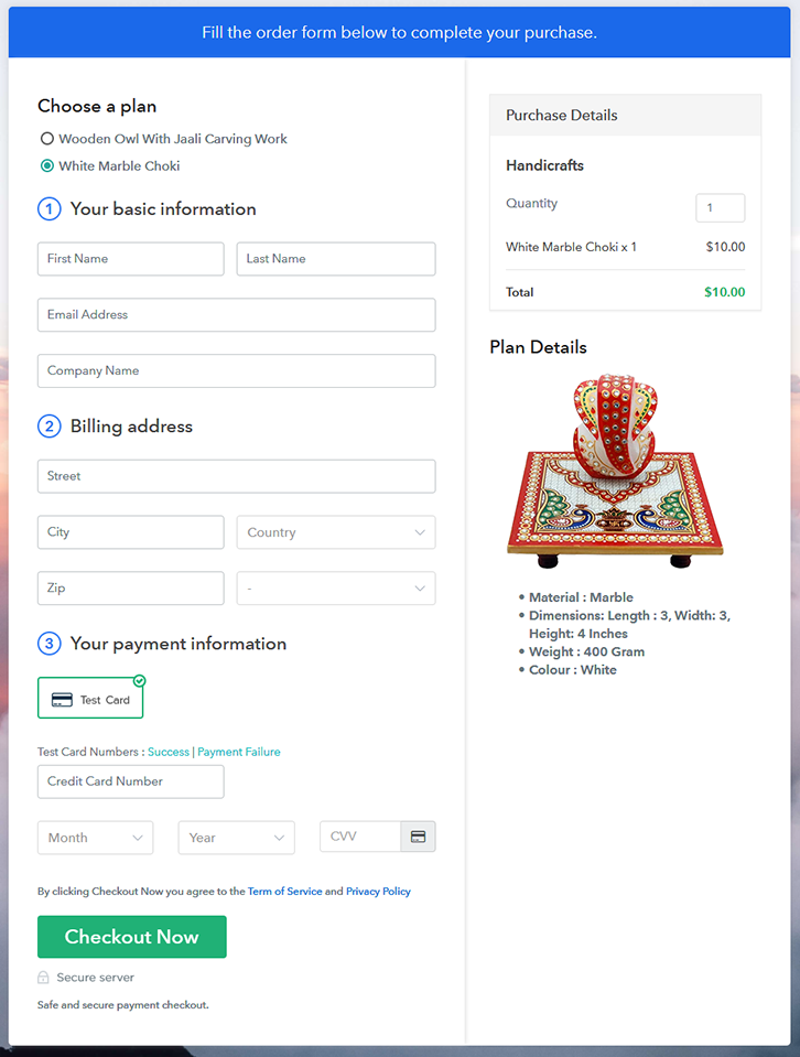 Multiplan Checkout Page to Start Selling Handicrafts Online
