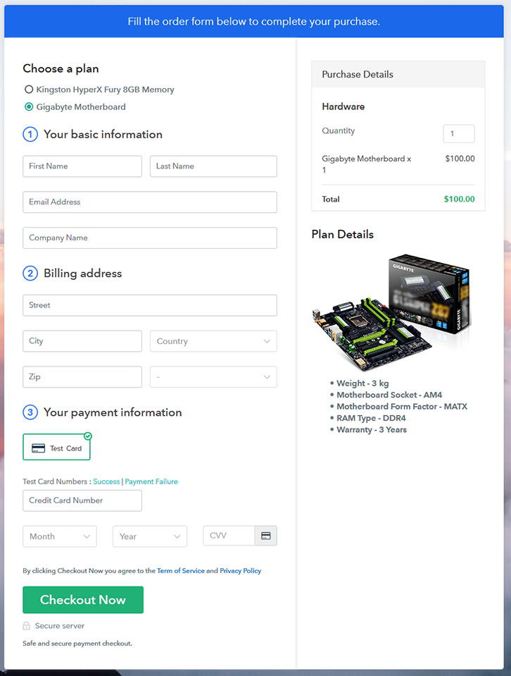 Multiplan Checkout Page to Sell How to Sell Hardware Online
