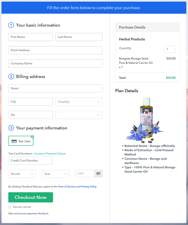 Final View of Checkout Page for your Herbal Products Selling Business