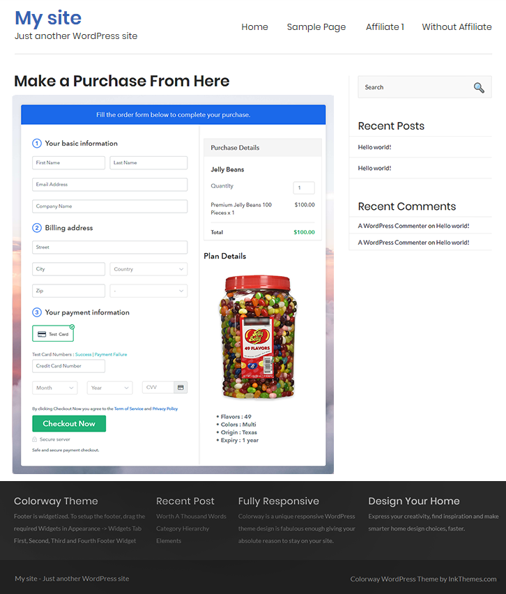Wordpress Checkout To Sell Jelly Beans Online