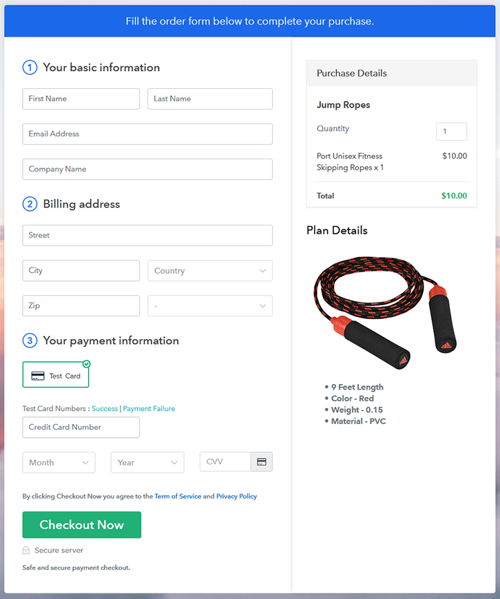Final View of Checkout Page for Your Jump Ropes Selling Business
