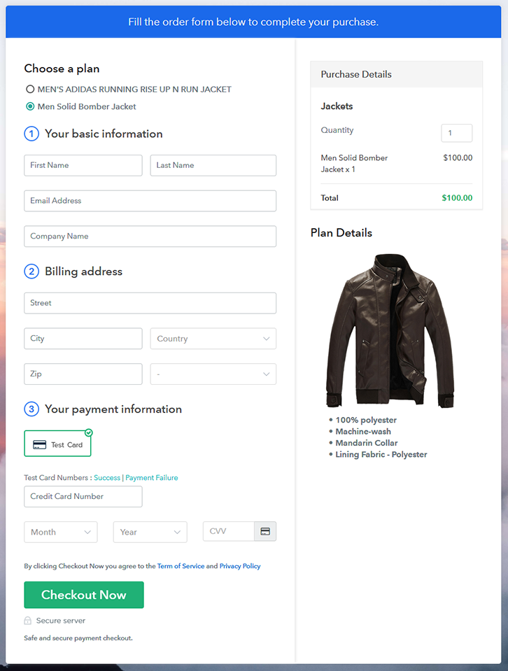 Multiplan Checkout Page to Start Selling Jackets Online