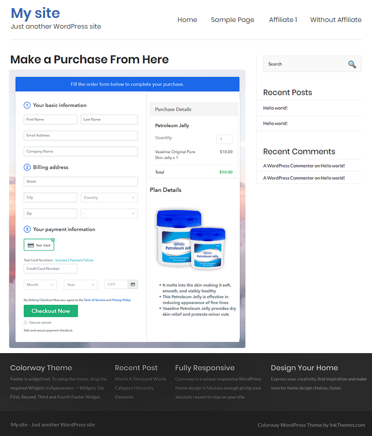 Final Look of your Checkout Page to Sell Petroleum Jelly Online