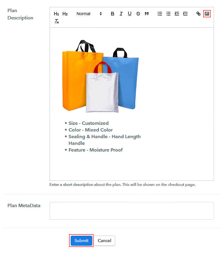 Add Image & Description of Polythene Bags