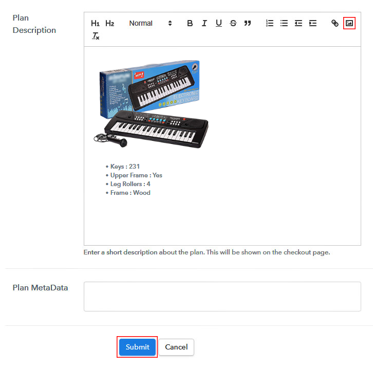 Add Description Checkout To Sell Pianos Online