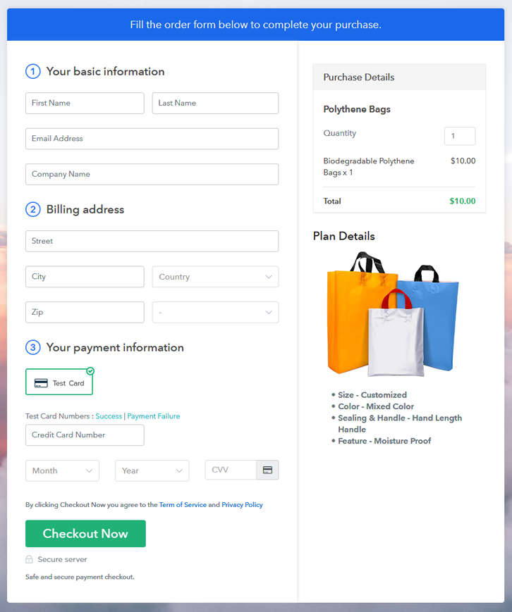 Checkout Page Sell Polythene Bags Online