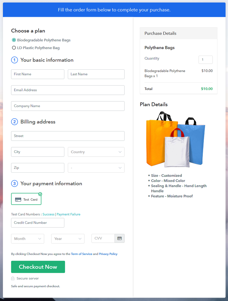 Multiplan Checkout Page to Sell How to Sell Polythene Bags Online