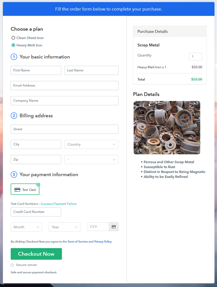 Multiplan Checkout Page to Sell How to Sell Scrap Metal Online