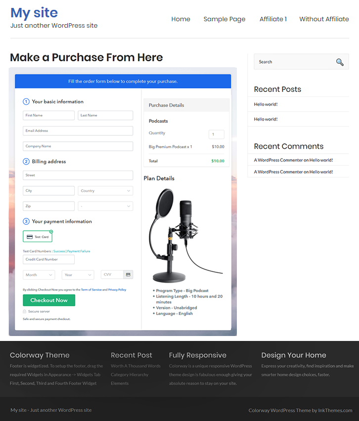 Final Look of your Checkout Page on WordPress Site