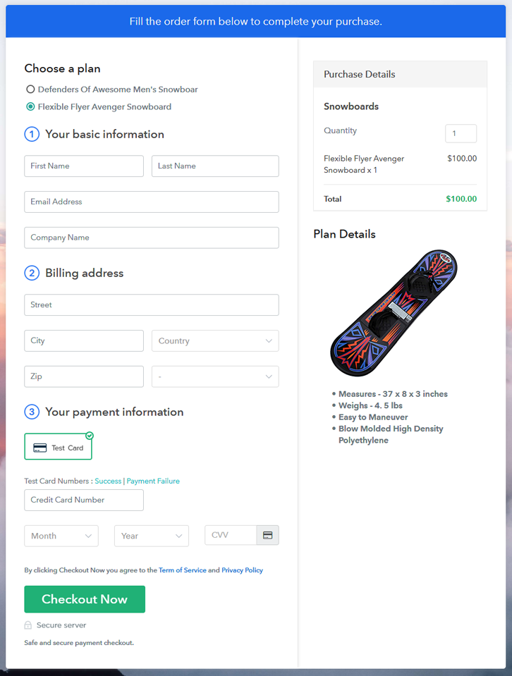 Multiplan Checkout Page to Sell How to Sell Snowboards Online