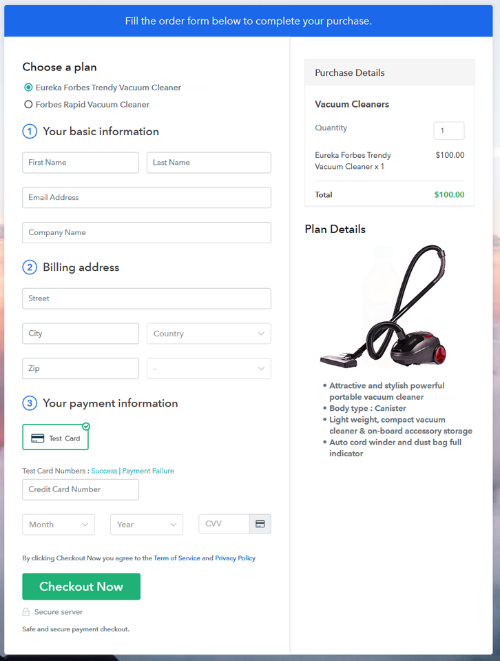 Multiplan Checkout Page to Sell How to Sell Vacuum Cleaners Online