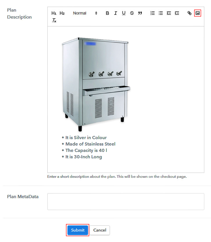 Add Image & Description of Water Coolers