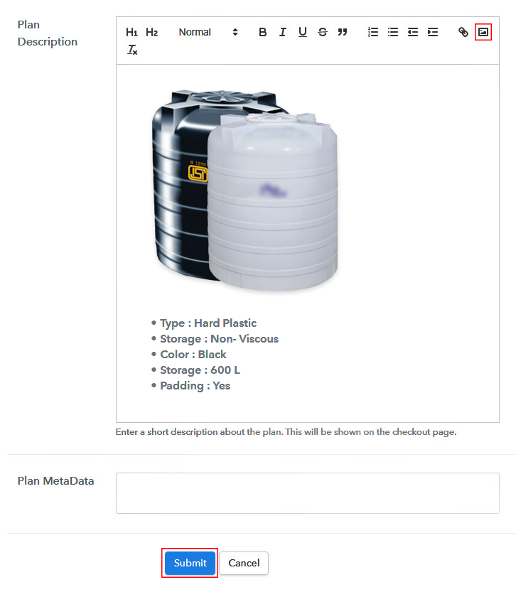 Add Image To Sell Water Tanks Online
